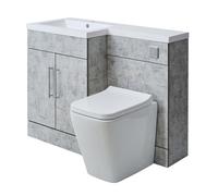 Milano Lurus Grey Left Hand Bathroom Combination Vanity WC Unit Chrome Bar Handle - 1105mm
