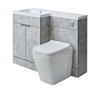 Milano Lurus Grey Left Hand Bathroom Combination Vanity WC Unit Chrome Pull Handle - 1105mm