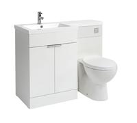 Milano Lurus White Left Hand Bathroom Combination Vanity WC Unit Chrome Pull Handle - 1105mm