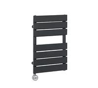Milano Lustro 400W Anthracite Flat Panel Electric Heated Towel Rail Thermostatic - 600mm x 400mm