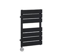 Milano Lustro 400W Black Flat Panel Electric Heated Towel Rail Thermostatic - 600mm x 400mm