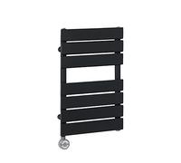 Milano Lustro 400W Black Flat Panel Electric Heated Towel Rail Thermostatic - 600mm x 400mm