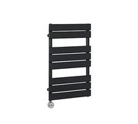 Milano Lustro 400W Black Flat Panel Electric Heated Towel Rail Thermostatic - 825mm x 450mm