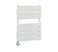 Milano Lustro 400W White Flat Panel Electric Heated Towel Rail Thermostatic - 600mm x 400mm