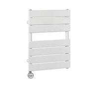 Milano Lustro 400W White Flat Panel Electric Heated Towel Rail Thermostatic - 600mm x 400mm