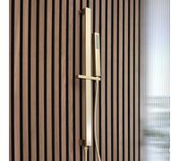 Milano Lyra Square Hand Shower Handset Hose Integrated Elbow Riser Rail - Brushed Brass