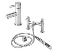 Milano Mirage Modern Mono Bathroom Basin Mixer Tap Bath Tap Hand Shower - Chrome