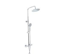Milano Mirage Round Thermostatic Bar Mixer Valve Fixed Rainfall Shower Head Handset - Chrome