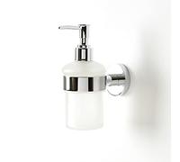 Milano Mirage Round Wall Mounted Bathroom Glass Soap Dispenser Chrome Holder
