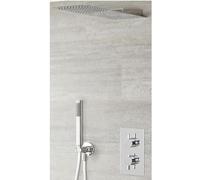 Milano Mirage Thermostatic Diverter Mixer Valve 200mm x 487mm Rainfall Shower Head Handset - Chrome