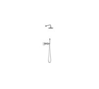 Milano Mirage Thermostatic Mixer Valve 200mm Wall Mounted Round Shower Head Handset Hose - Chrome