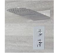 Milano Mirage Thermostatic Mixer Valve 200mm x 500mm Wall Mounted Waterblade Shower Head - Chrome