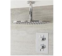 Milano Mirage Thermostatic Mixer Valve 300mm Ceiling Mounted Round Shower Head - Chrome