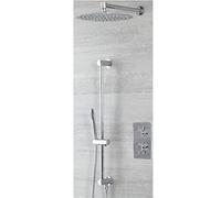 Milano Mirage Thermostatic Mixer Valve 300mm Round Shower Head Handset Riser Rail - Chrome