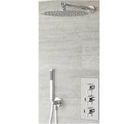 Milano Mirage Thermostatic Mixer Valve 300mm Wall Mounted Round Shower Head Handset - Chrome