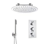 Milano Mirage Thermostatic Mixer Valve 400mm Round Recessed Shower Head Handset - Chrome