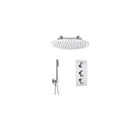 Milano Mirage Thermostatic Mixer Valve 400mm Round Recessed Shower Head Handset - Chrome