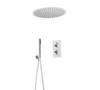 Milano Mirage Thermostatic Mixer Valve 400mm Round Recessed Shower Head Handset - Chrome