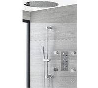 Milano Mirage Thermostatic Mixer Valve 400mm Round Shower Head Handset Riser Rail Body Jets - Chrome