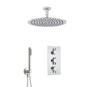 Milano Mirage Thermostatic Mixer Valve Ceiling Mounted Shower Head Handset - Chrome