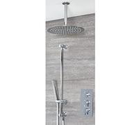 Milano Mirage Thermostatic Mixer Valve Ceiling Mounted Shower Head Handset Riser Rail - Chrome
