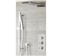 Milano Mirage Thermostatic Mixer Valve Waterblade Head Hand Shower Riser Rail - Chrome