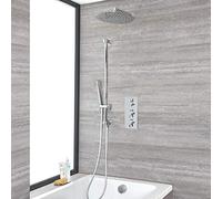 Milano Mirage Thermostatic Valve 300mm Round Shower Head Handset Riser Rail Bath Filler - Chrome