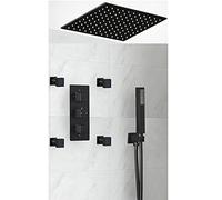 MILANO Mixer Valve 400mm Recessed Shower Head Handset Body Jets Black