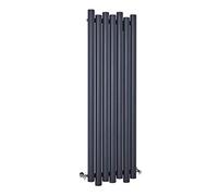 Milano Motus Anthracite Vertical Staggered Panel Aluminium Radiator - 1800mm x 550mm