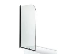 Milano Nero 1400mm x 800mm Black Curved Top Glass Shower Bath Screen