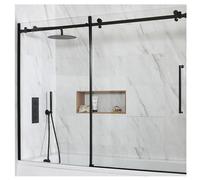 Milano Nero 1700mm Black Frameless Sliding Shower Bath Screen