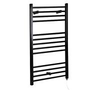 Milano Nero 400W Black Straight Bar Electric Heated Towel Rail - 1000mm x 400mm