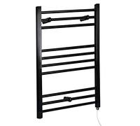 Milano Nero 400W Black Straight Bar Electric Heated Towel Rail - 800mm x 600mm