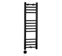Milano Nero 400W Black Straight Bar Electric Heated Towel Rail ECOSO WiFi Element - 1000mm x 300mm