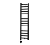 Milano Nero 400W Black Straight Bar Electric Heated Towel Rail ECOSO WiFi Element - 1200mm x 300mm