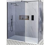 Milano Nero Black Corner Smoked Glass Frameless Shower Enclosure White Tray - 1600mm x 800mm