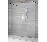 Milano Nero Black Floating Glass Shower Enclosure 1200mm Tile Insert Drain - 1000mm