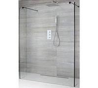 Milano Nero Black Floating Glass Shower Enclosure Returns Corner Drain - 760mm