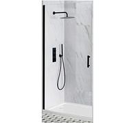Milano Nero Black Hinged Door Shower Enclosure White Tray - 1100mm x 800mm