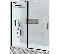 Milano Nero Black Hinged Door Shower Enclosure White Tray - 1400mm x 800mm