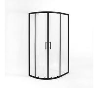 Milano Nero Black Left Hand Quadrant Shower Enclosure White Tray - 900mm x 800mm