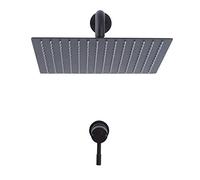 Milano Nero Black Manual Mixer Valve 300mm Square Rainfall Shower Head Wall Mounted Arm