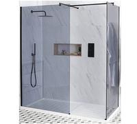 Milano Nero Black Smoked Glass Corner Frameless Shower Enclosure Drying Tray - 1600mm x 800mm