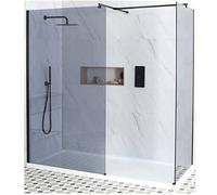 Milano Nero Black Smoked Glass Corner Frameless Shower Enclosure White Tray - 1700mm x 900mm