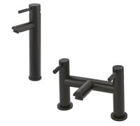 Milano Nero High Rise Mono Bathroom Basin Mixer Tap Bath Filler Tap - Black