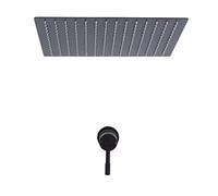 Milano Nero Manual Mixer Valve 400mm Ceiling Mounted Square Recessed Shower Head - Black