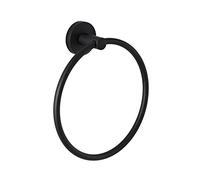 Milano Nero Modern Bathroom Wall Mounted Round Towel Ring Holder - Black