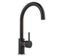 Milano Nero Modern Mono Kitchen Sink Mixer Tap Swivel Spout Lever Handle - Black