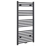 Milano Neva 600W Anthracite Round Bar Electric Heated Towel Rail - 1188mm x 600mm