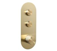 Milano Orta 2 Outlet Push Button Thermostatic Mixer Shower Valve - Brushed Brass